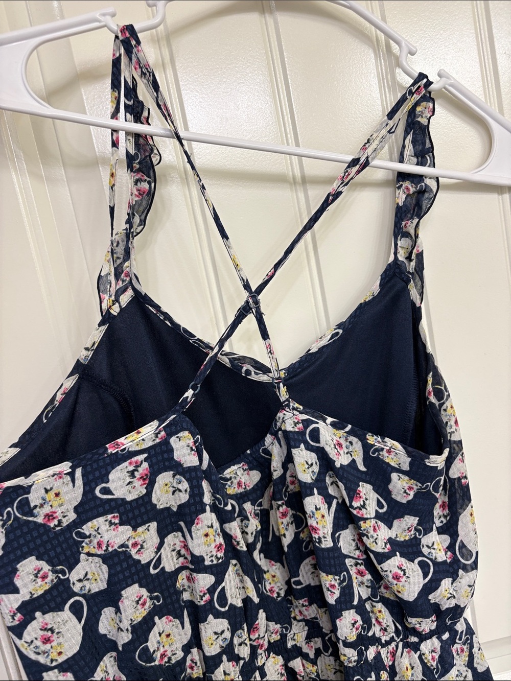 Disney x Lauren Conrad Alice in Wonderland Teapot Navy Floral Print Summer Dress - Picture 9 of 10